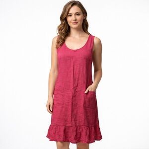 Via signiria pink linen dress medium classic natural